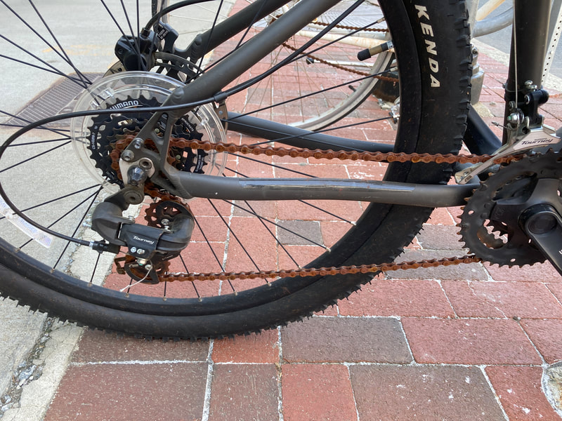 rusty bicycle chain; get your bike ready for riding
